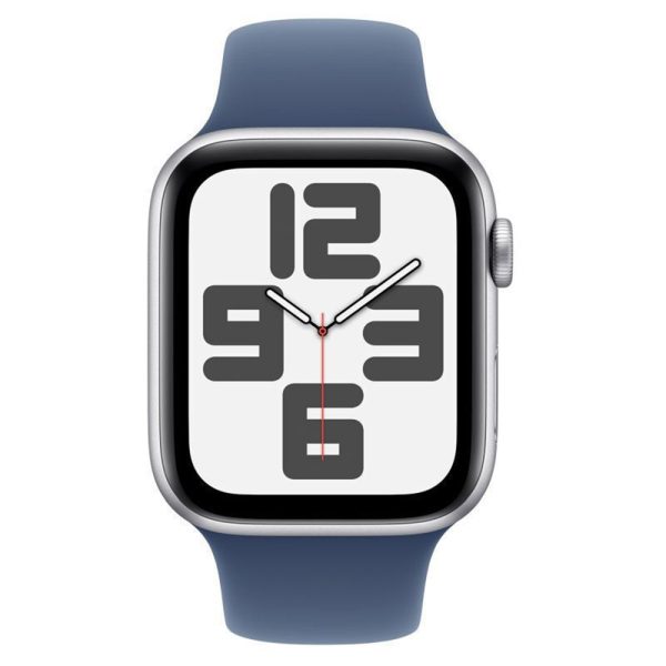 Apple Watch SE 2024 40mm Silver Aluminum Case with Denim Sport Band S/M MXEC3