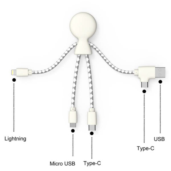Xoopar Mr.Bio GRS Eco Friendly Multi USB Cable White - Grey