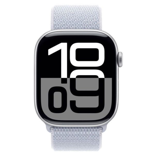 Apple Watch Series 10 GPS 46mm Silver με Blue Cloud Sport Loop MWWN3